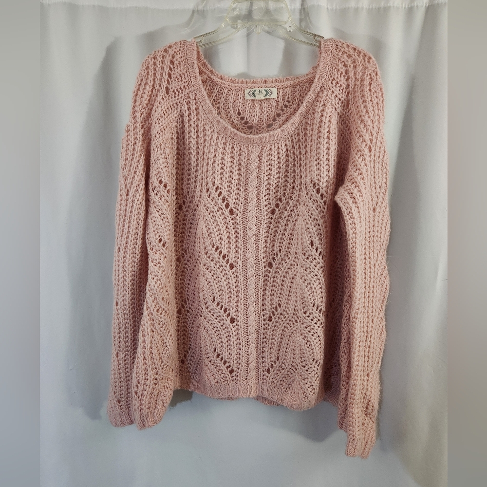 Women’s Cable Knit Scoop Neck Sweater - Blush Pink